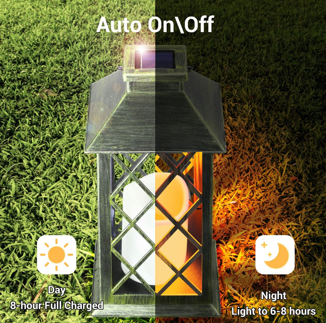 Solar Candle Lanterns Outdoor, 2 Pack Waterproof, LED Lanterns Solar Powered with Handle, Flickering Flameless Candle Lights