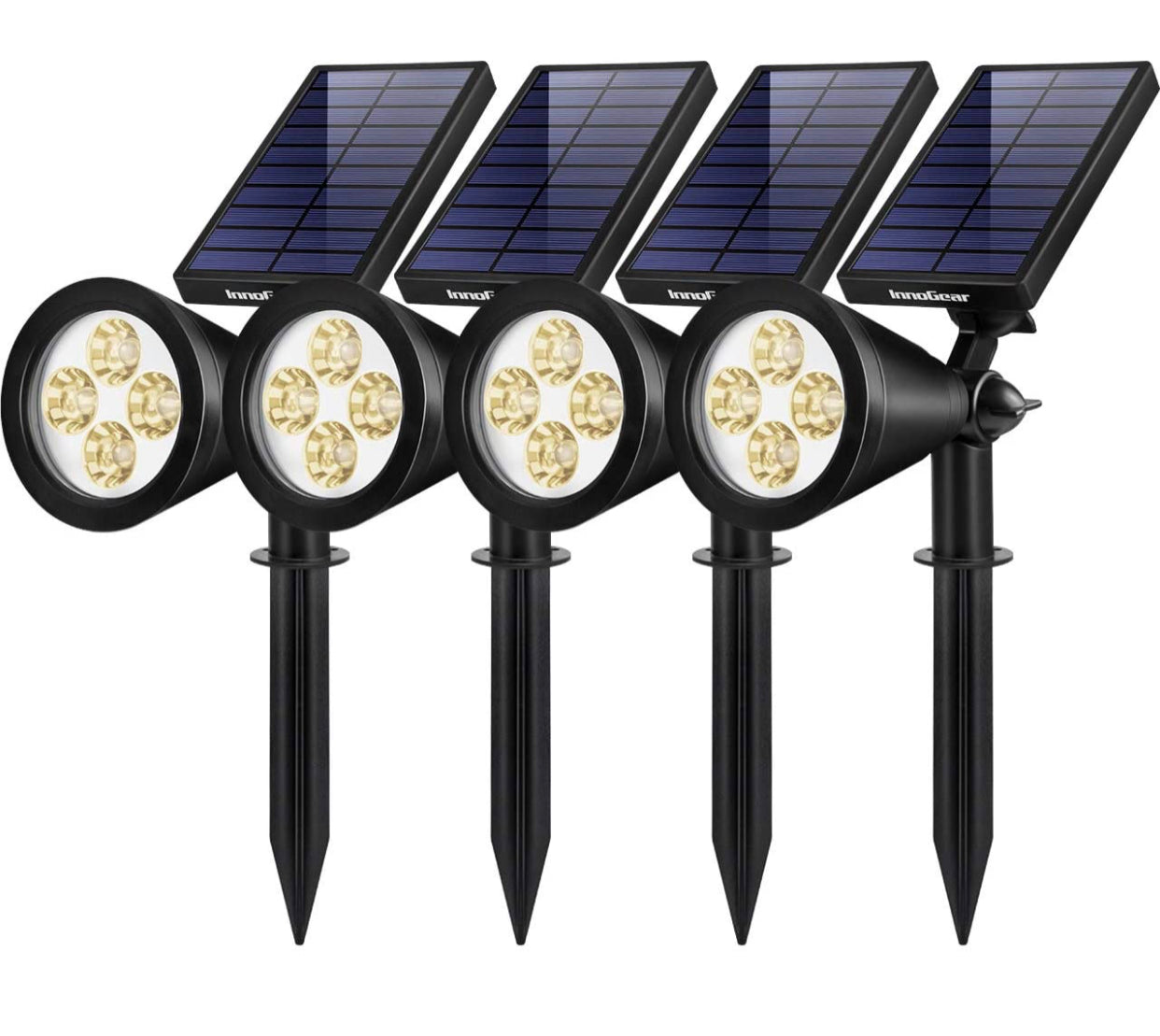 SmartYard Solar SpotLights Outdoor, Waterproof Solar Powered Landscape 2-in-1 Wall Light Auto On/Off , Pack of 4