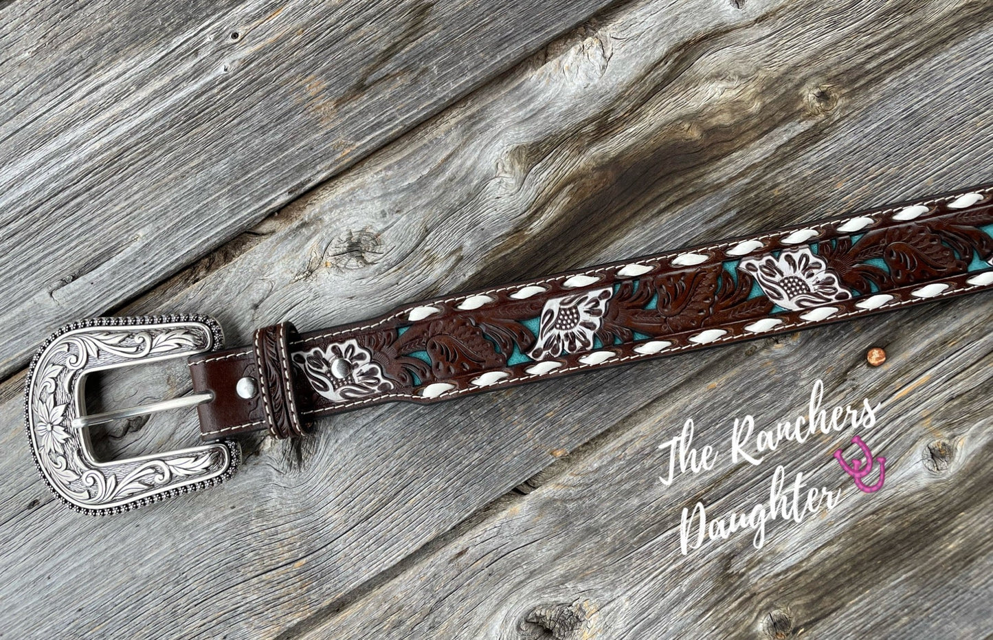 Girls Flower Buckstitch Belt