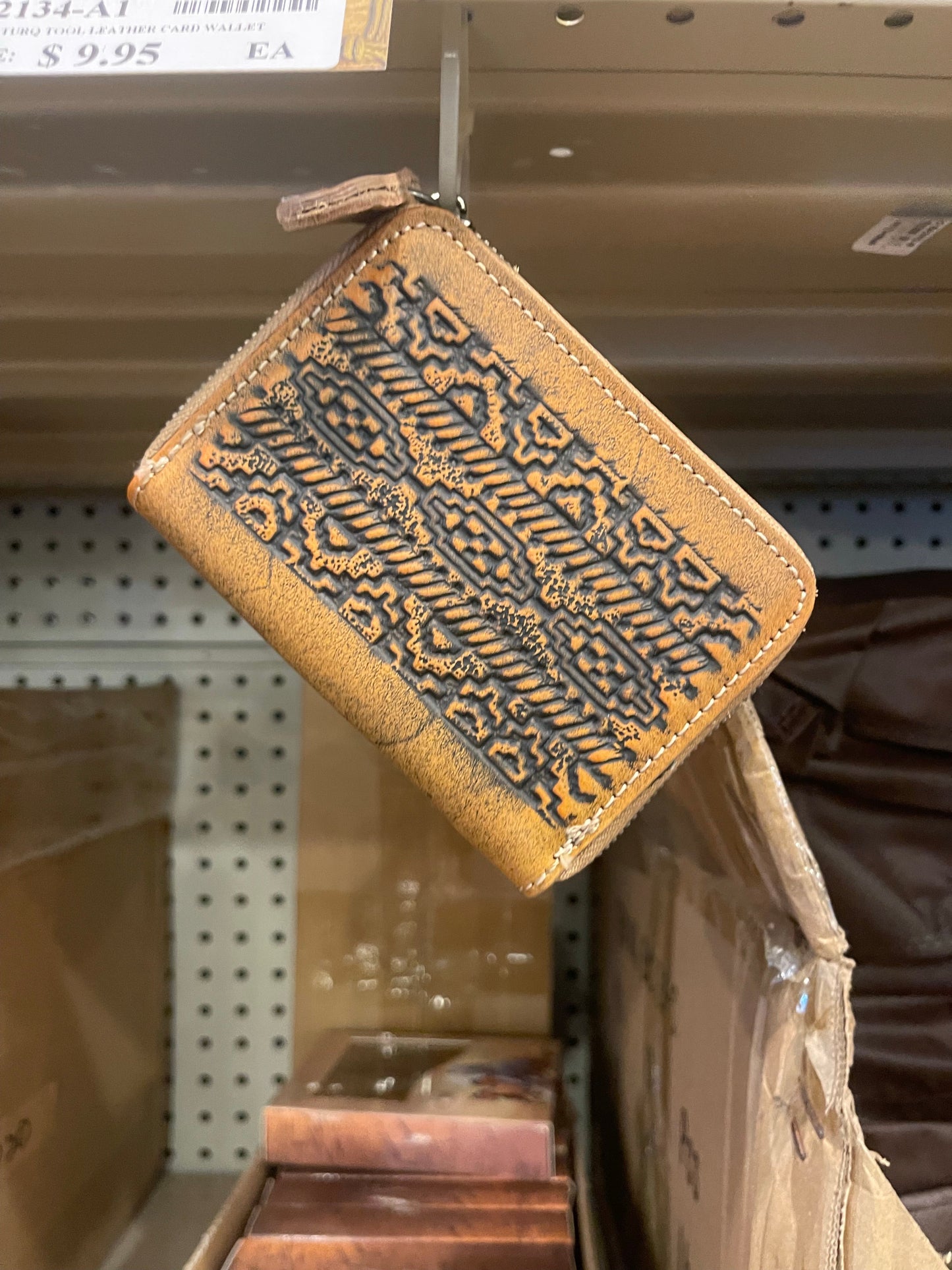 Leather Aztec Wallet Card Holder