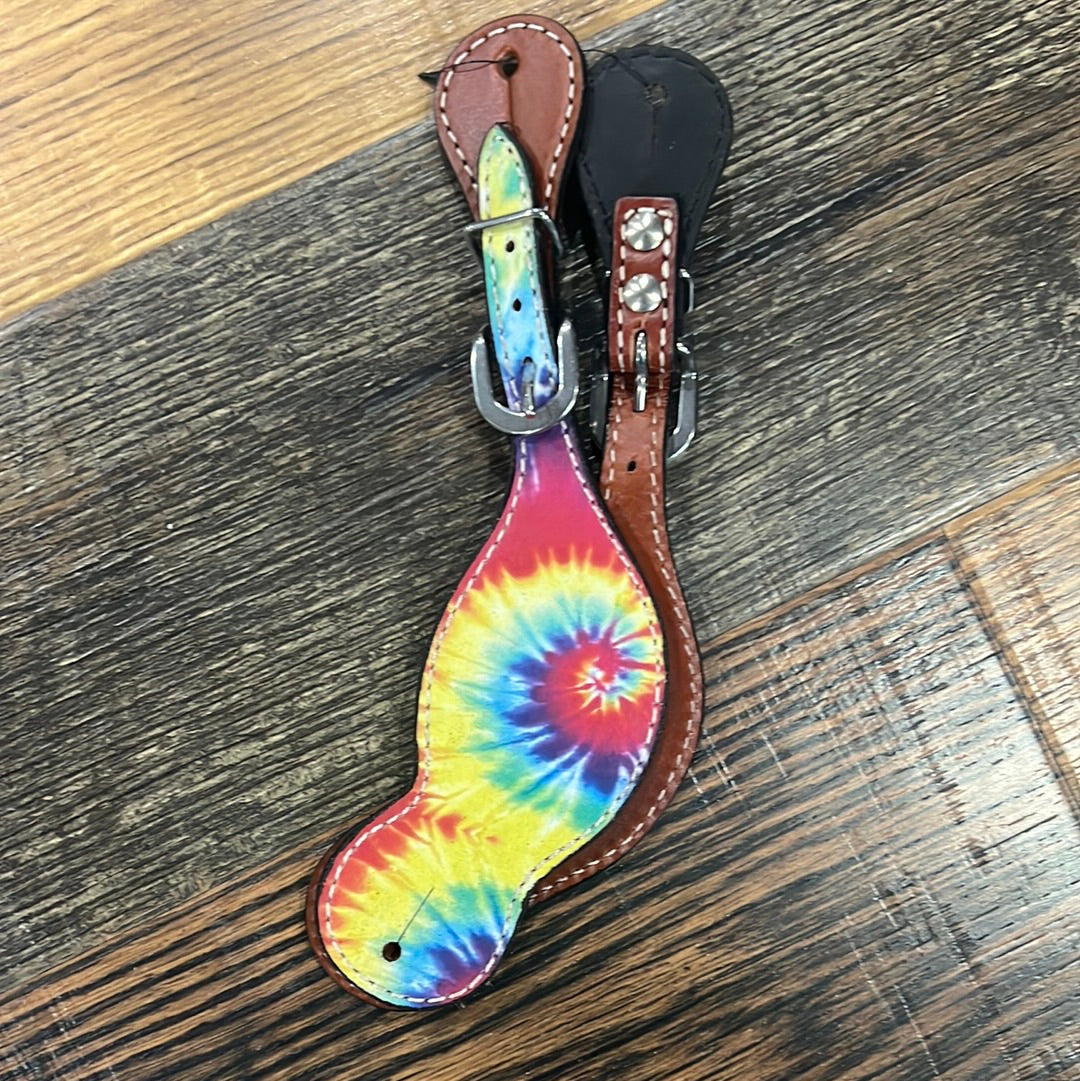 Ladies Tye Dye leather spur straps