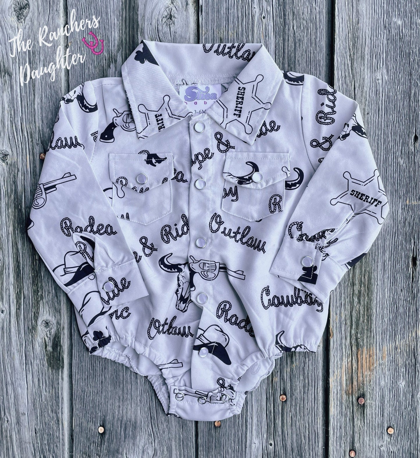 Shea Baby Cowboy Pearl Snap Onesie