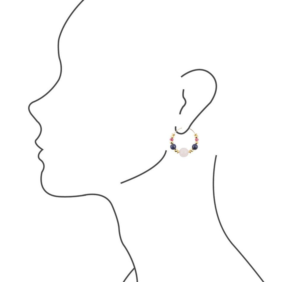 Julia Sodalite and Kunzite Hoop Earrings