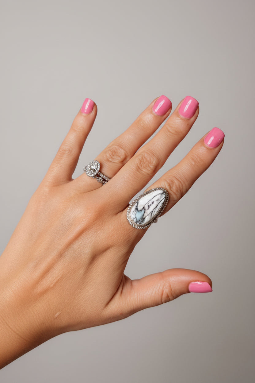 Lightning White Buffalo Ring
