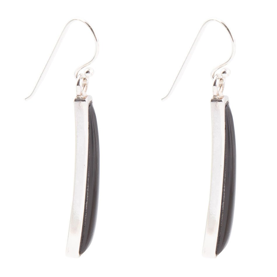 Line Black Onyx Sterling Silver Drop Earrings