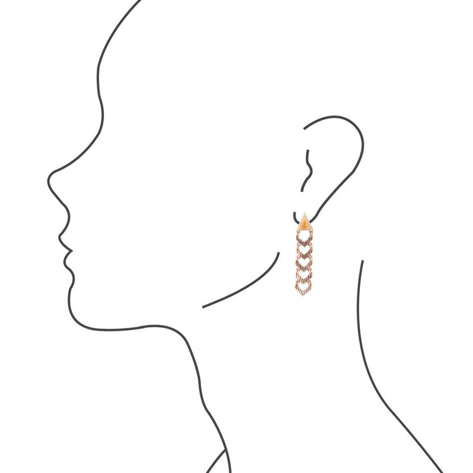 Long Totem Coral and Copper Earrings