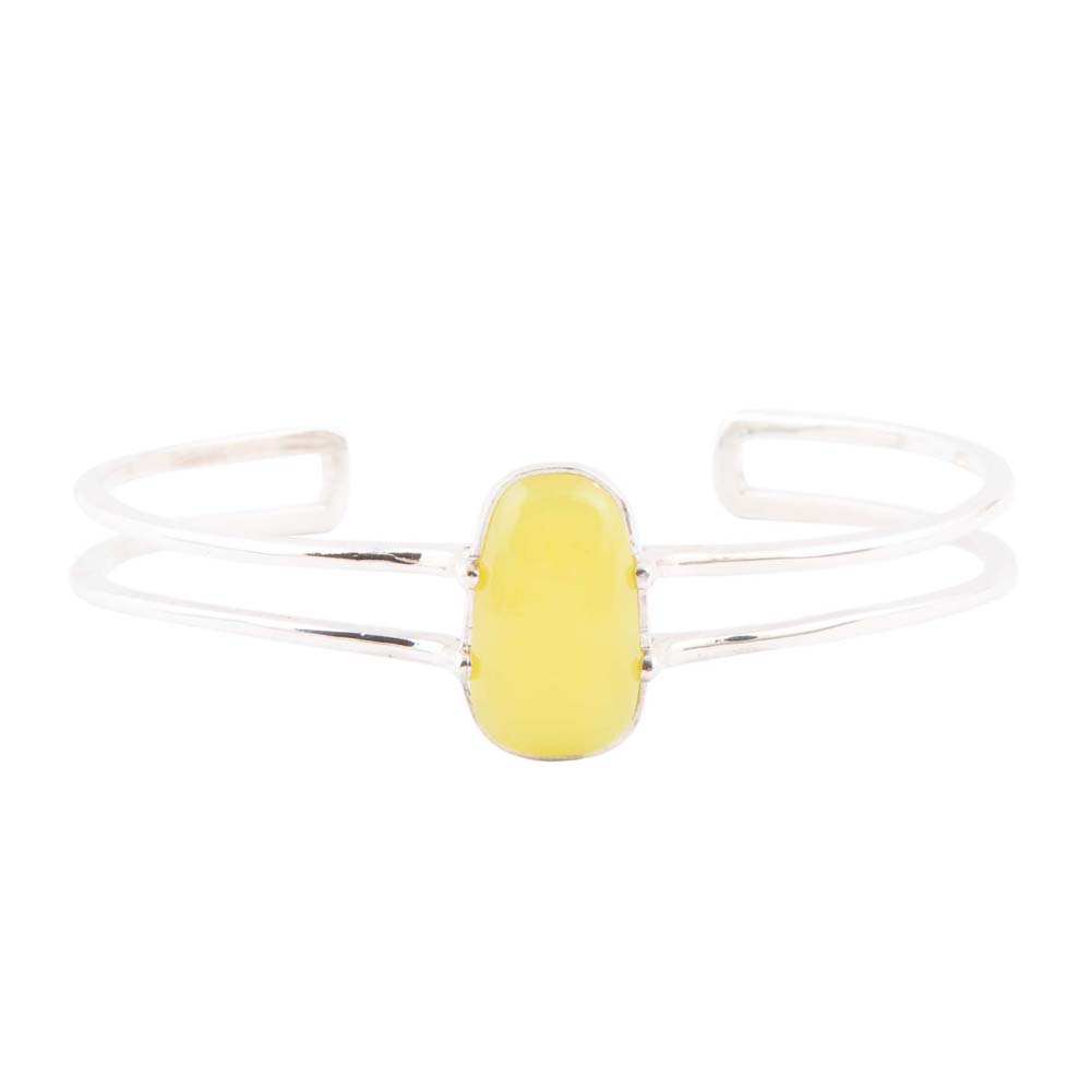 Madeleine Yellow Jade Sterling Silver Cuff Bracelet