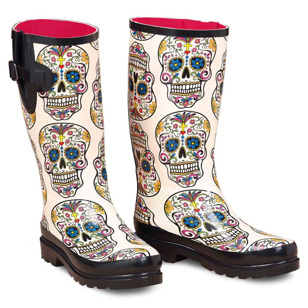 M&F Western Womens Cream Sugar Skull Design Round Toe Leg