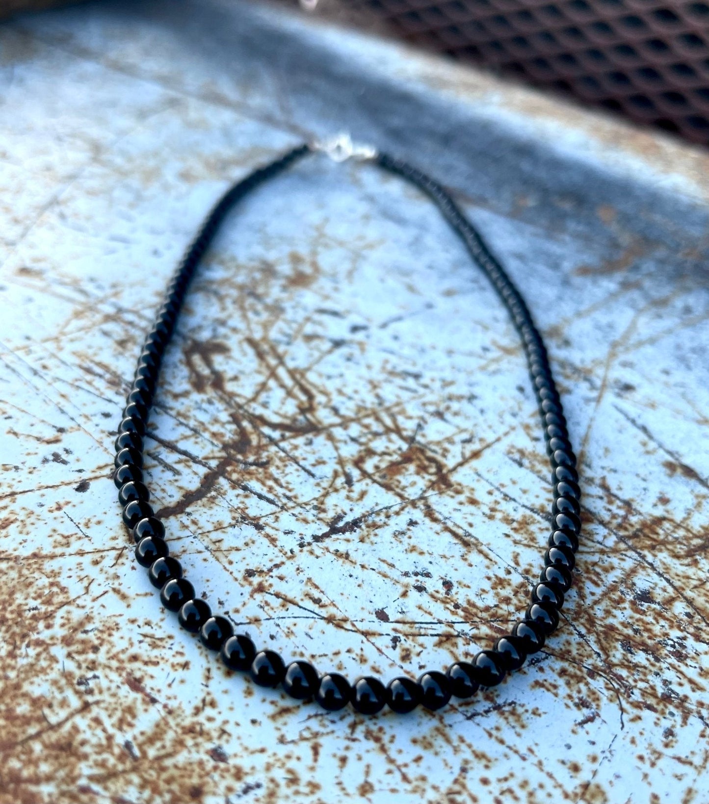 Midnight Phoenix Handmade Black Onyx 17” Beaded Necklace