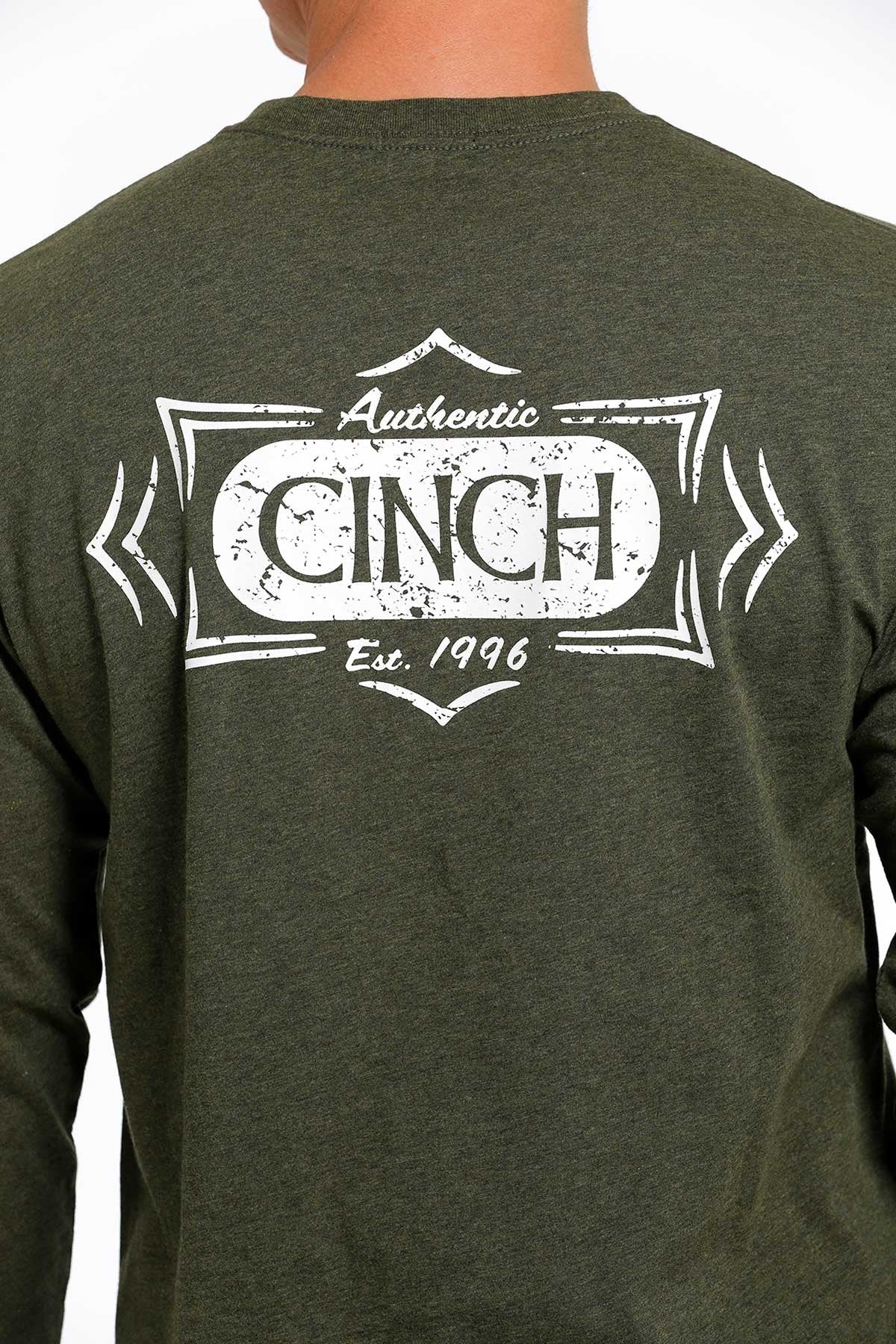 Men's Cinch Authentic Long Sleeve Tee - Heather Olive
