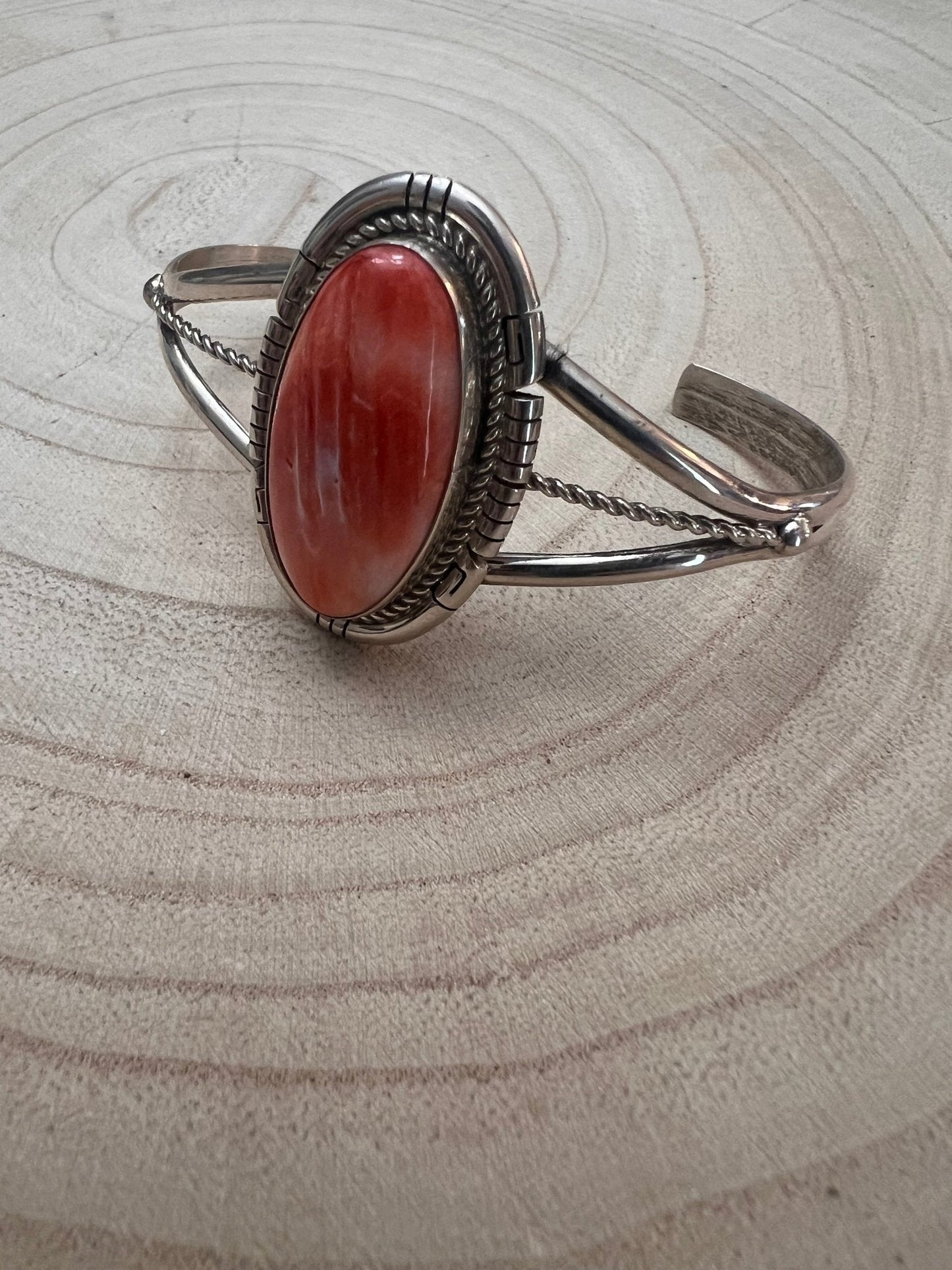 Navajo Handmade Spiny Oyster Bracelet by Dave Skeets