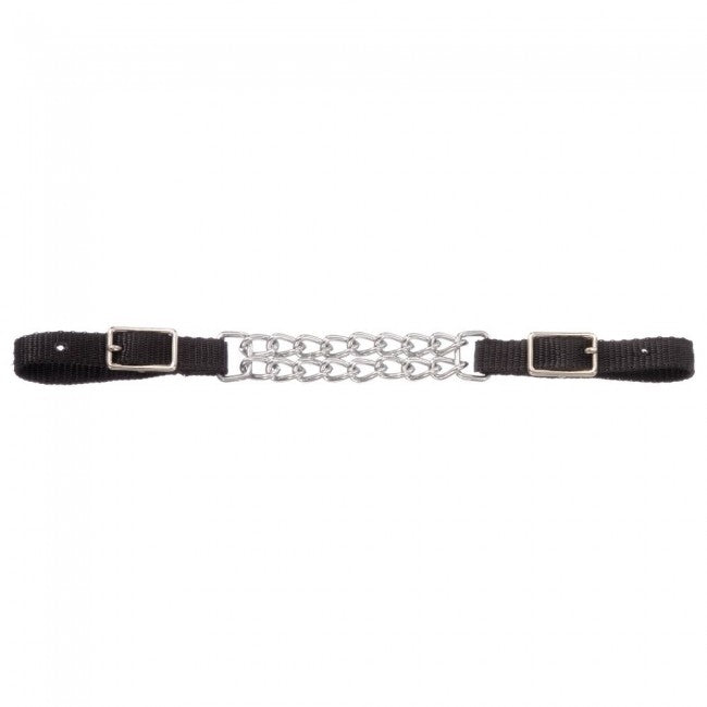 Nylon Curb Strap with Double Chain-Black
