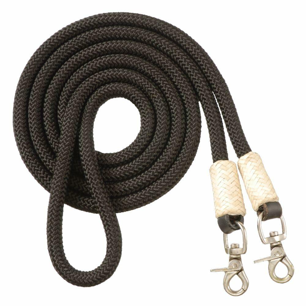 Tough 1 Royal King Cord Roping Reins, Black, 7' x 1/2"