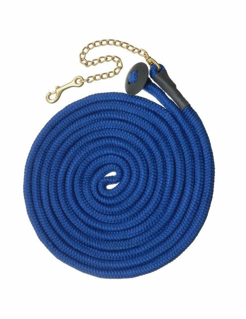 Tough 1 Rolled Cotton Lunge Line w. Chain 25ft Blue