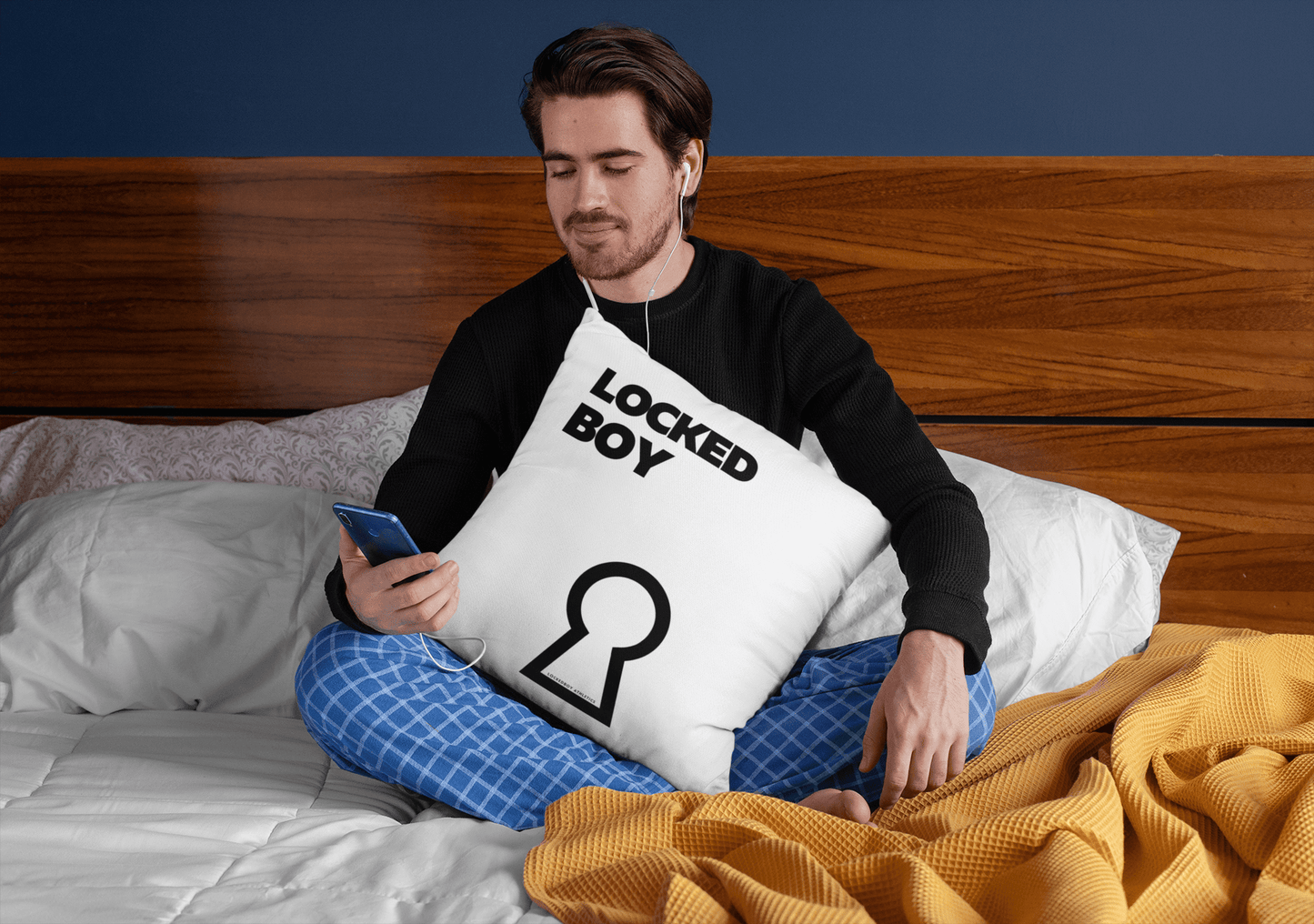 LockedBoy Faux Suede Square Pillow