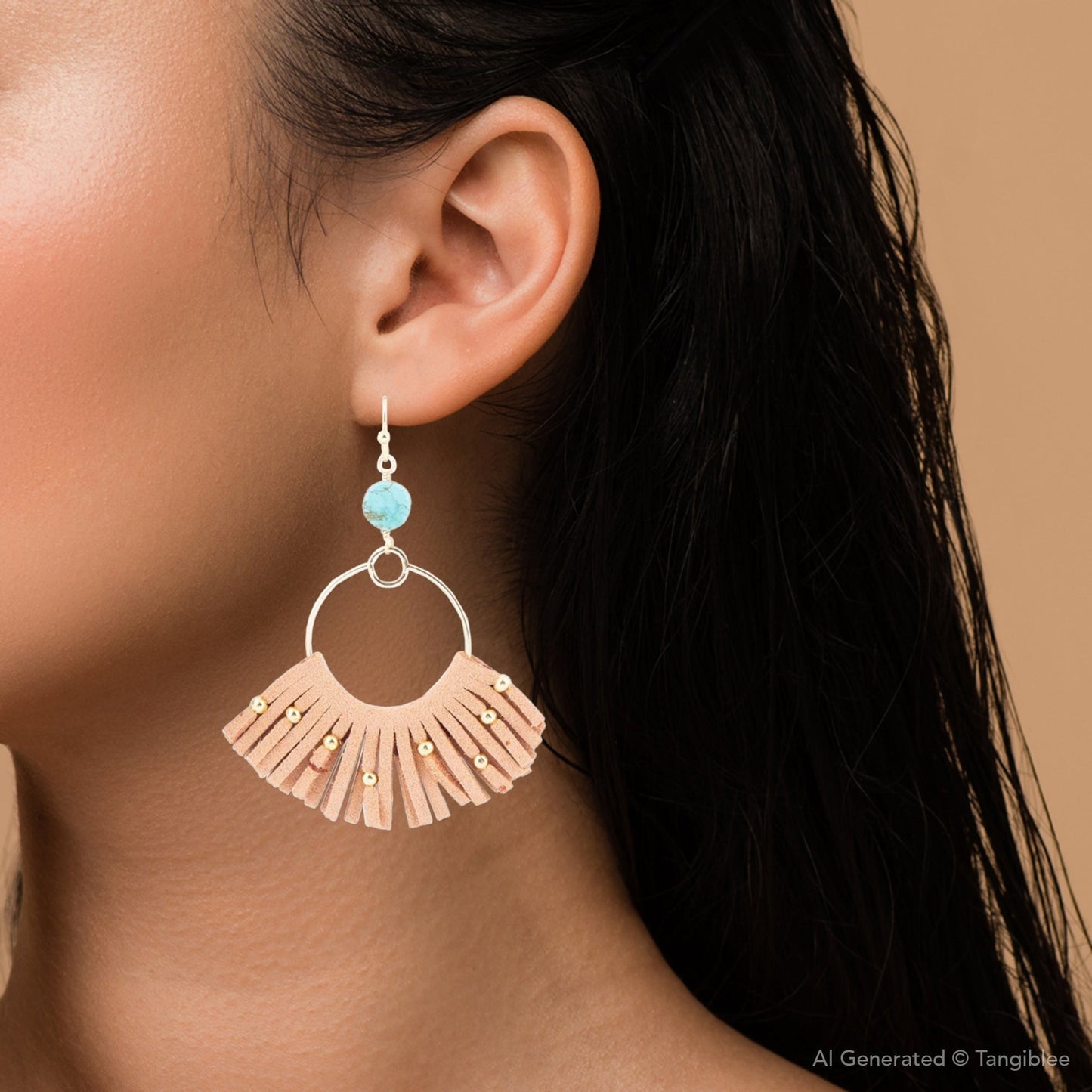 Pueblo Blue Magnesite Golden Fringe Earrings