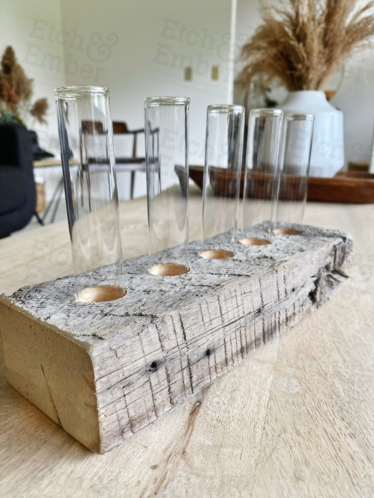 Reclaimed Wood and Glass Plant Propagation Vases