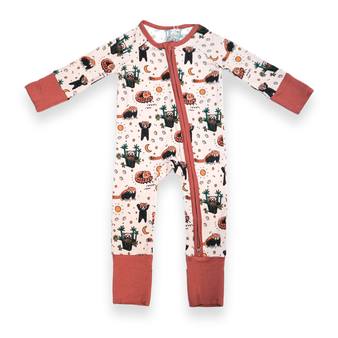 Red Panda Baby Zip Pajamas