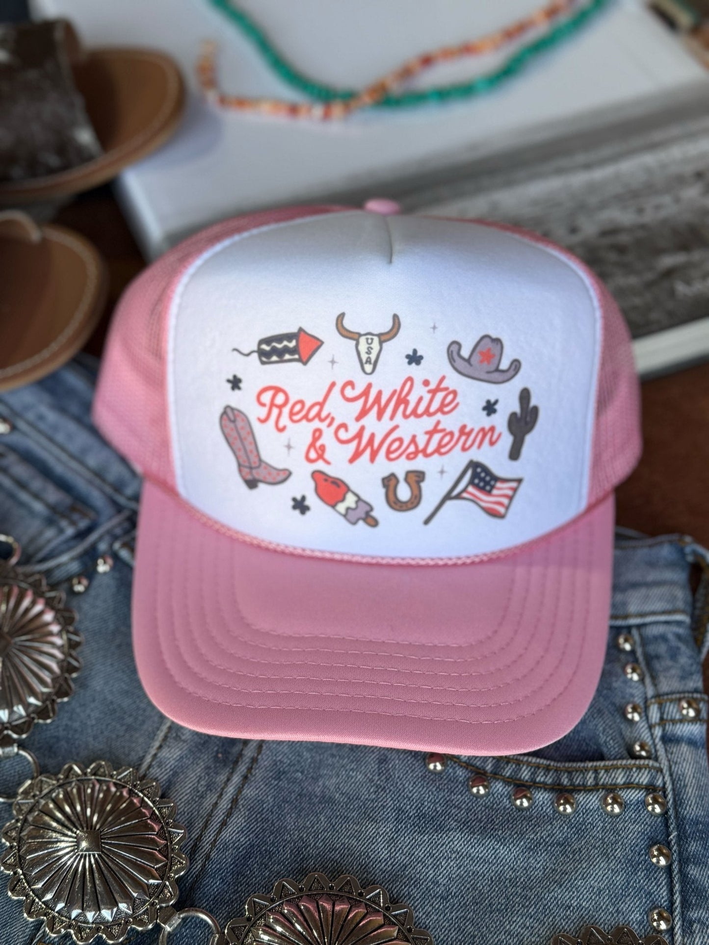 Red, White & Western Trucker Hat