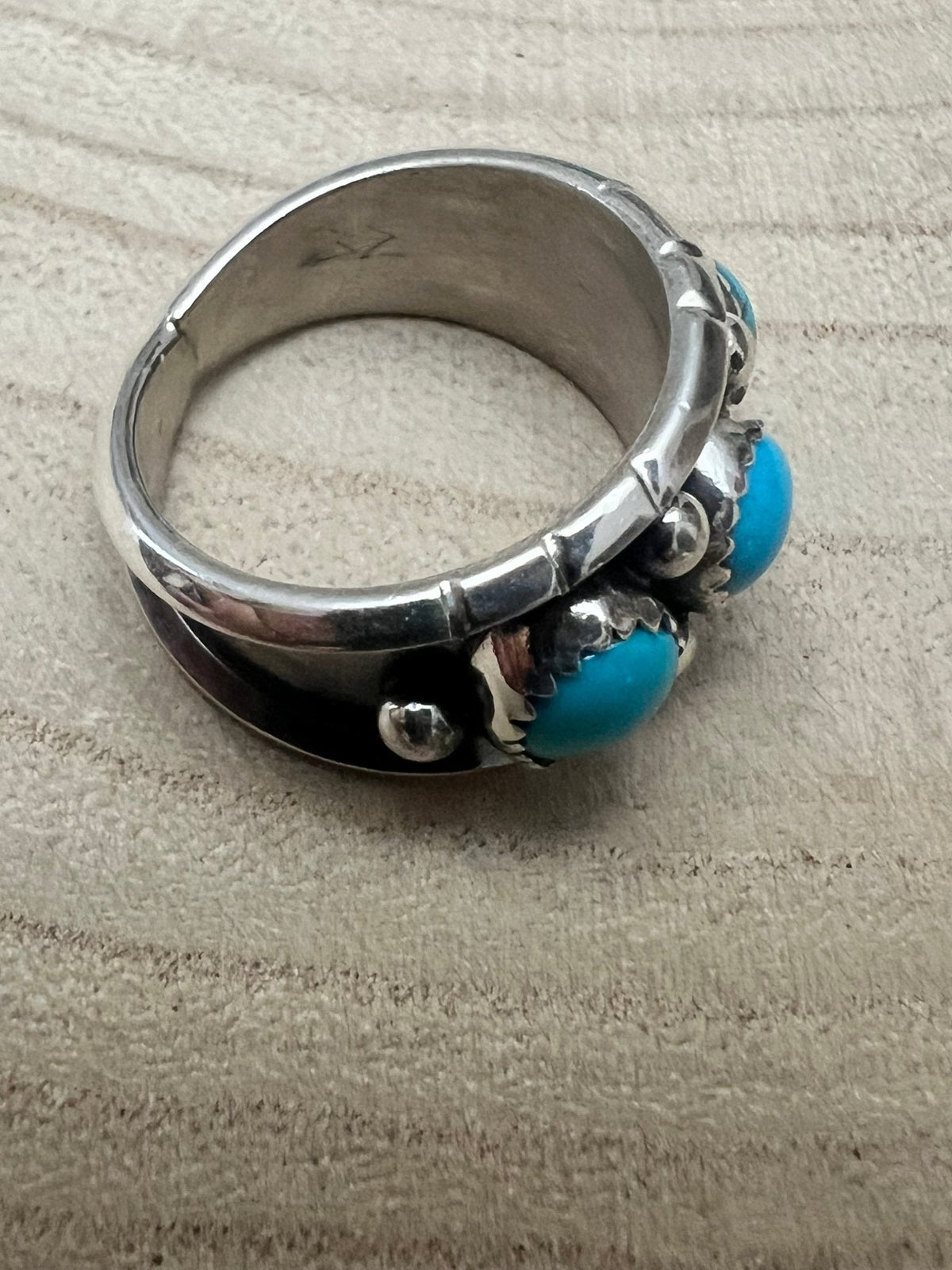 Reed Charley Navajo Kingman Turquoise Sterling Silver Ring - size 9