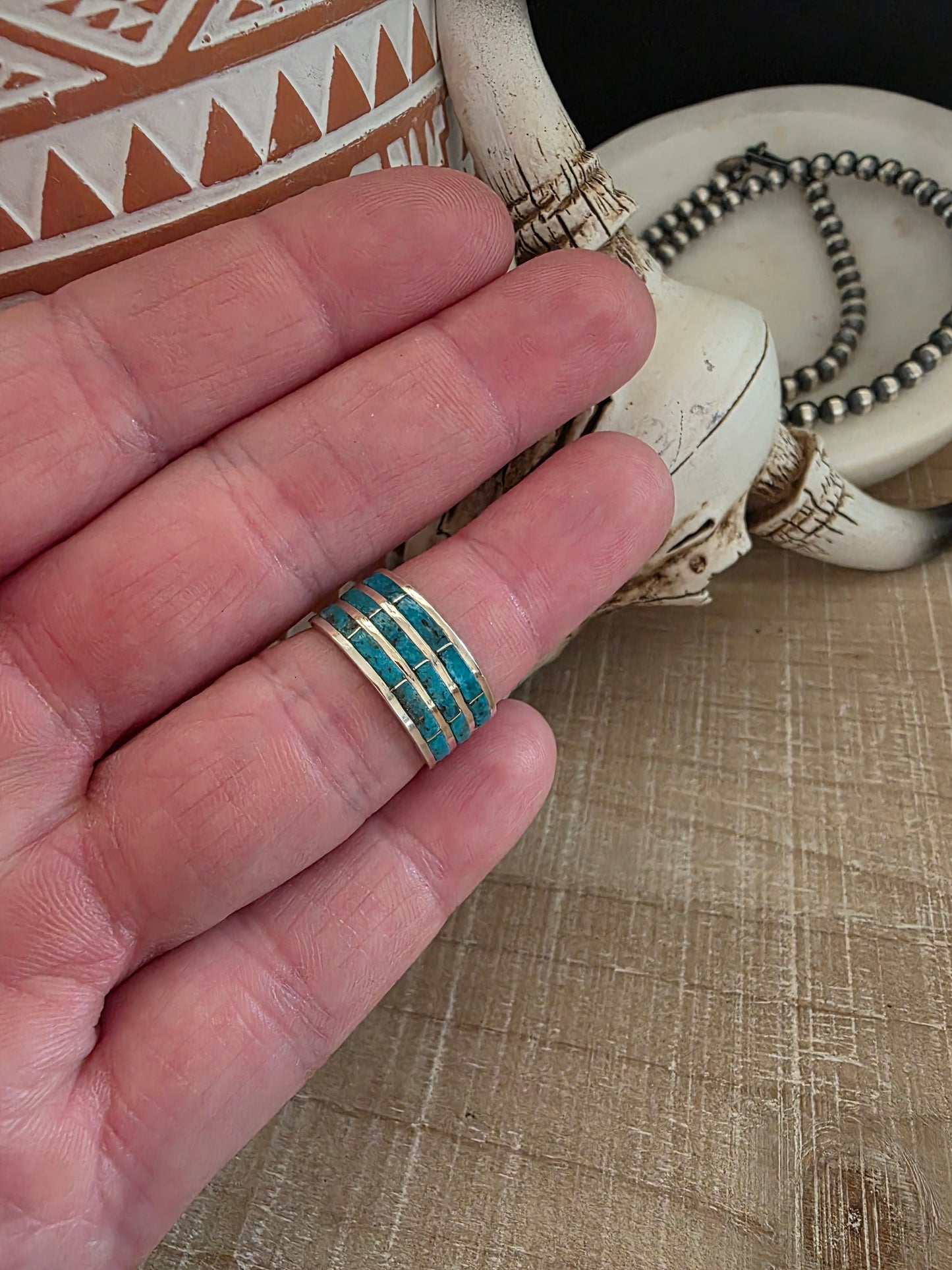 THE CLARESSE KYLESTEWA THREE ROW TURQUOISE BAND