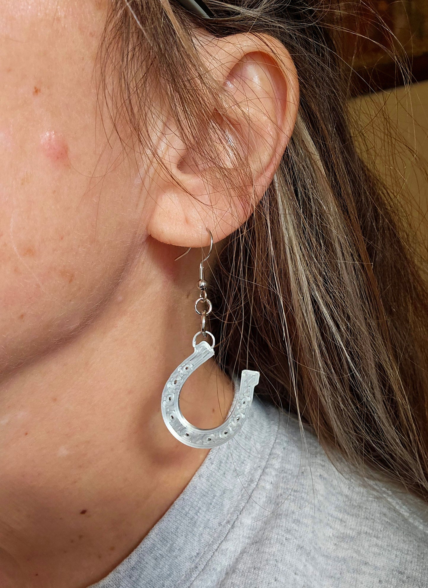 3D Print Western Silver Horseshoe Earrings Made in America