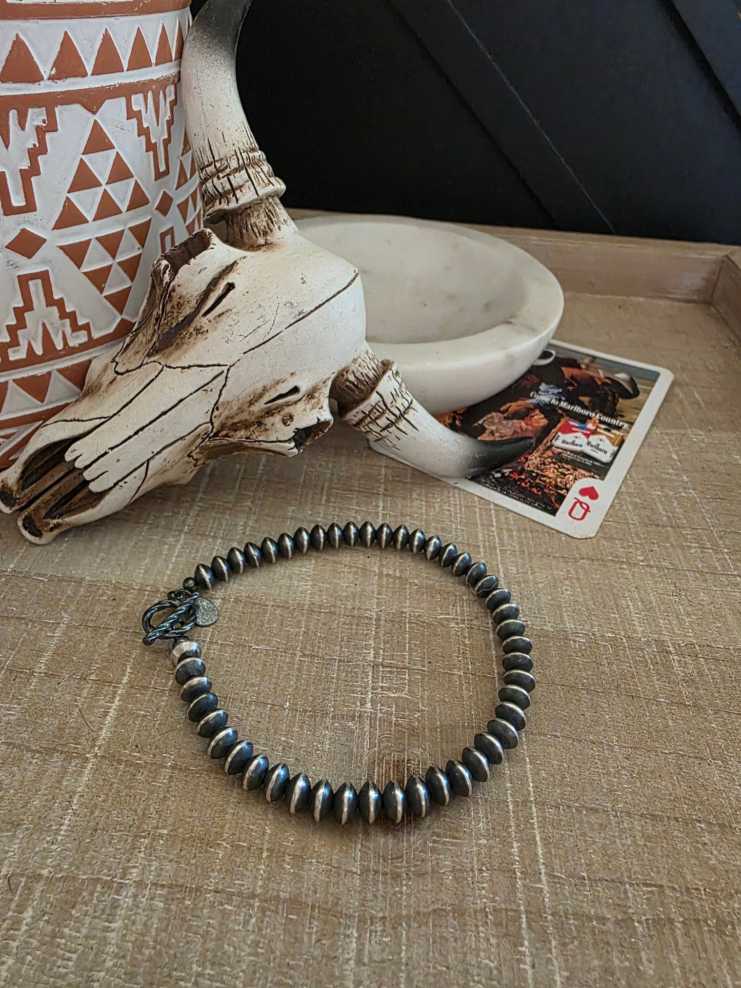 STERLING SILVER SAUCER NAVAJO PEARL BRACELET