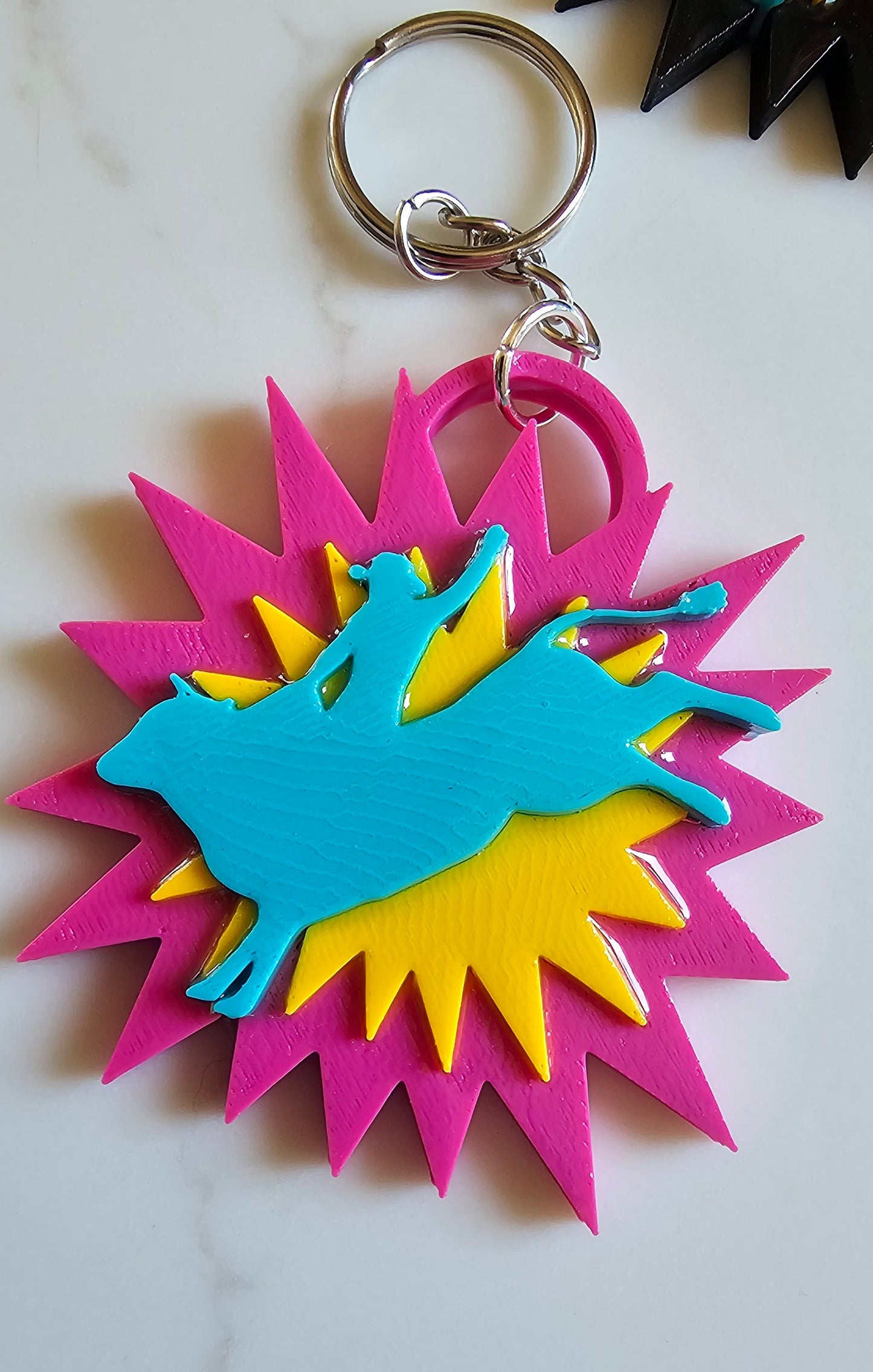 3d Printed Keychains Western Rodeo Bullrider Cowboy The Last Roundup