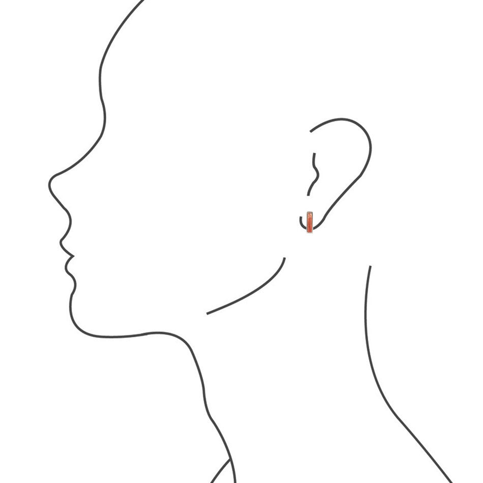 Short Linear Orange Sponge Coral and Sterling Earrings