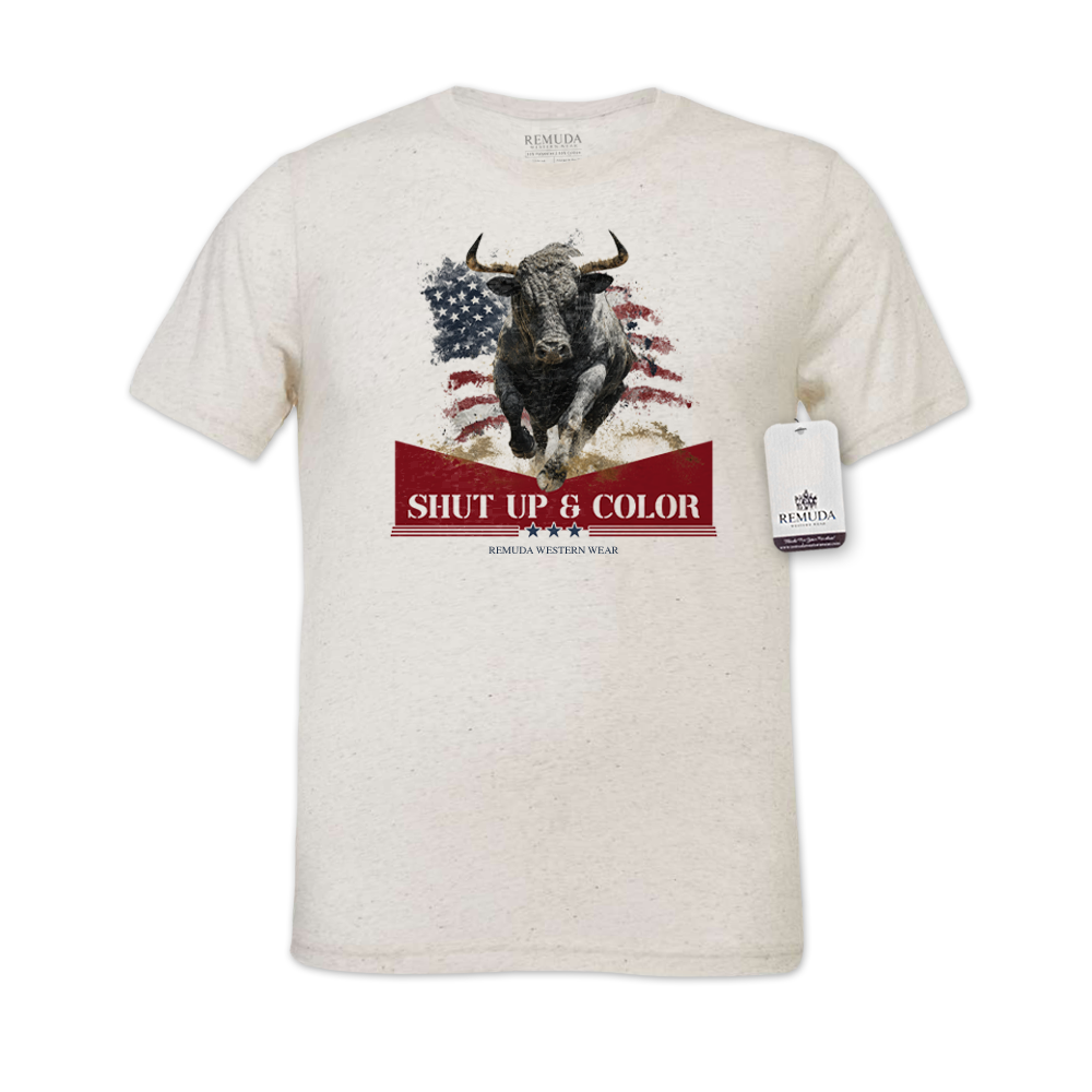 Shut Up & Color - Patriotic Adult Unisex Western Tee T-Shirt