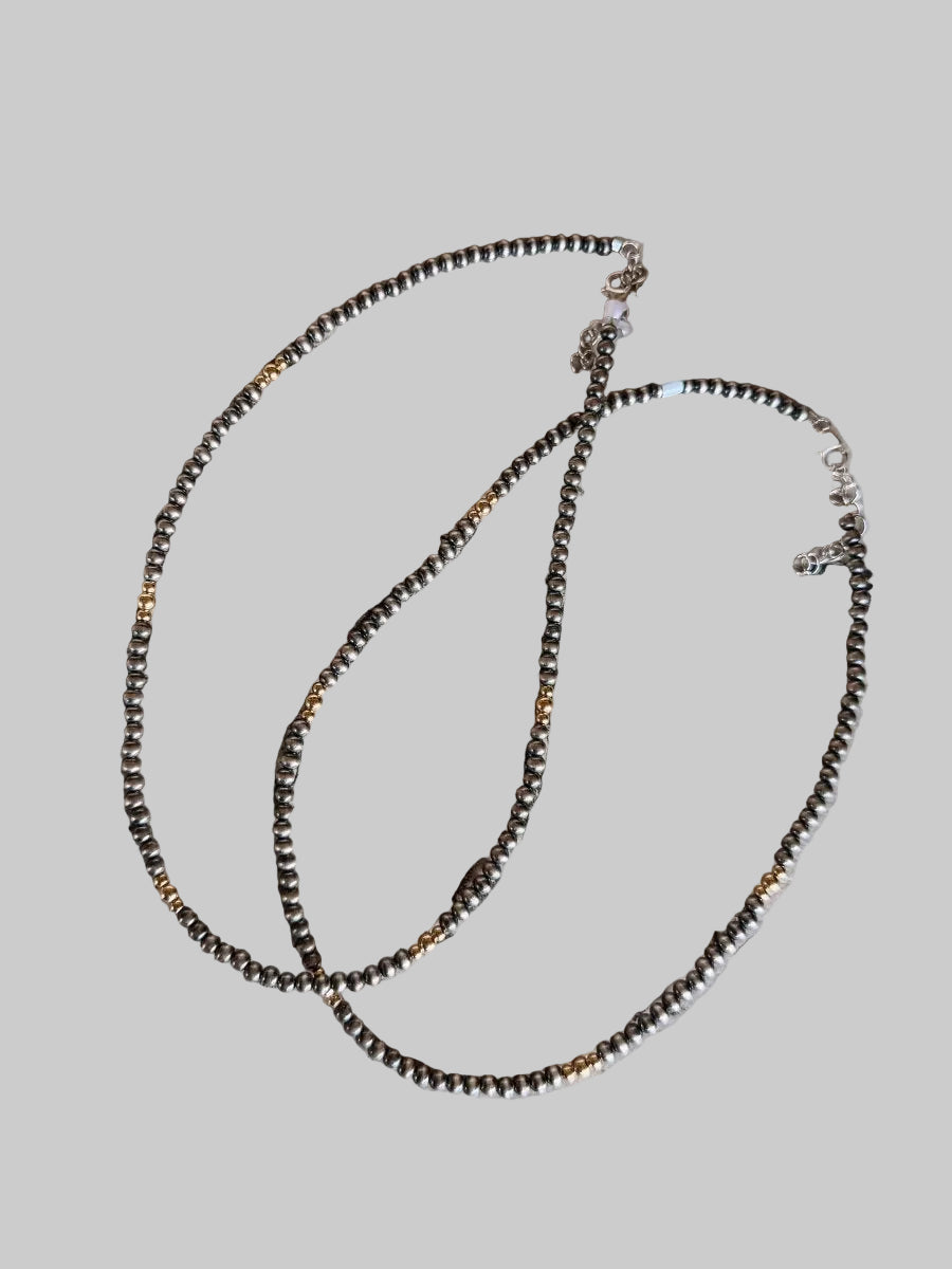 Snyder 2 Tone 4mm Pearl Necklace with Gold Beads