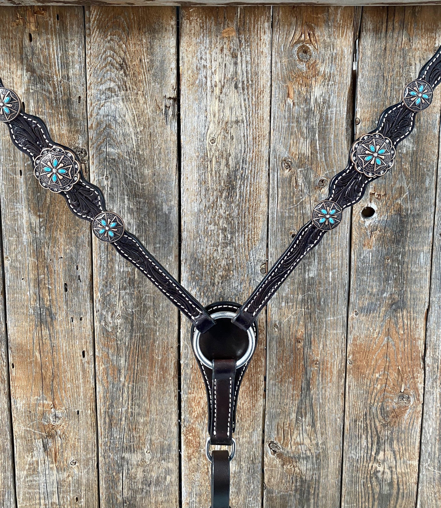 Dark Oil One Ear Headstall & Breastcollar Set #OEBC416