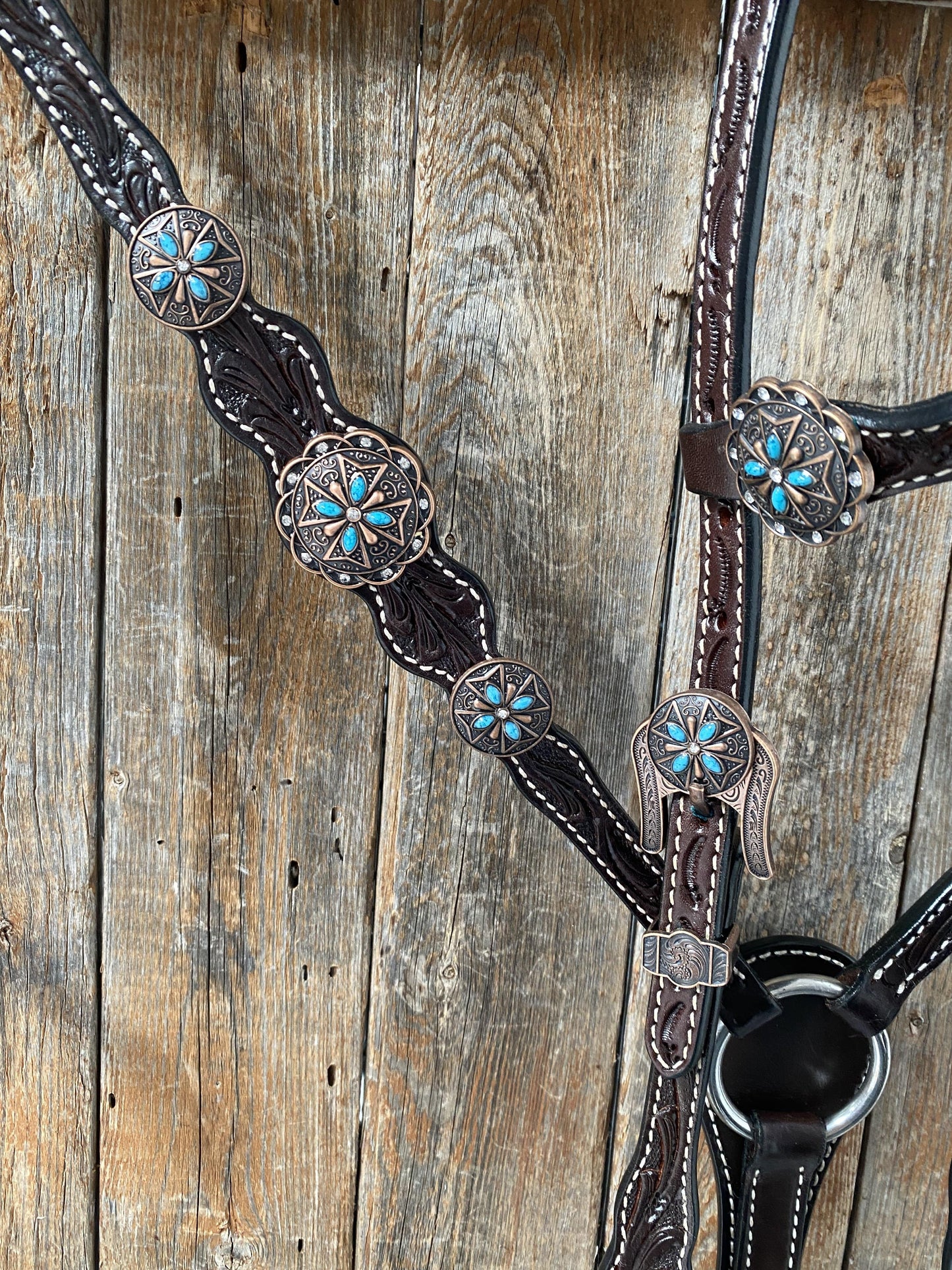 Dark Oil One Ear Headstall & Breastcollar Set #OEBC416