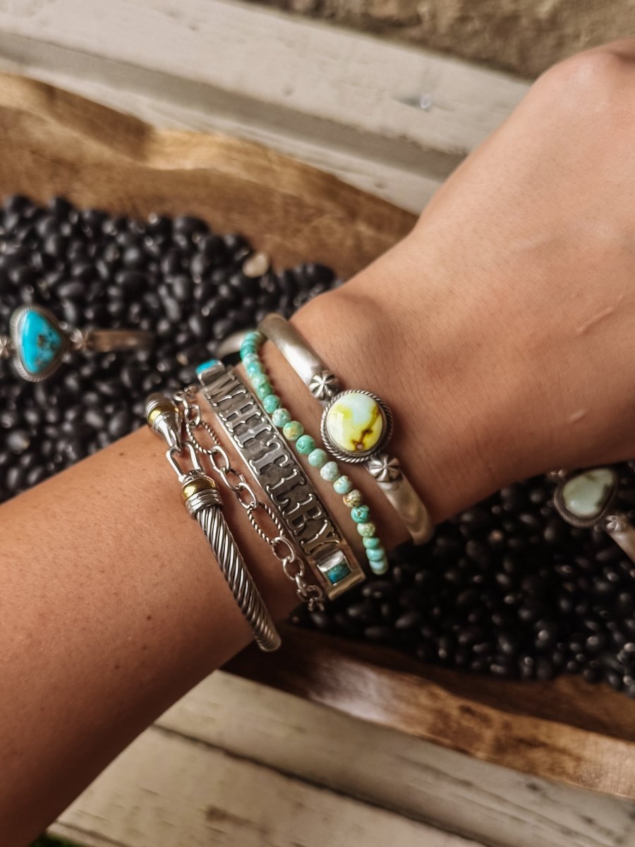 Tahoka Cuff - Golden Hills/Kingman Turquoise/Palomino