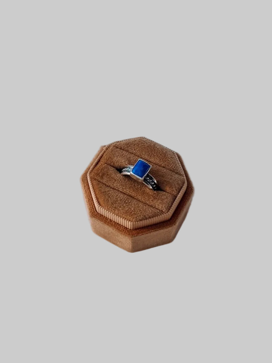 Temple Rectangle Blue Lapis Ring