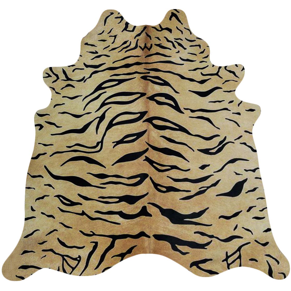 Tiger on Caramel Cowhide Rug
