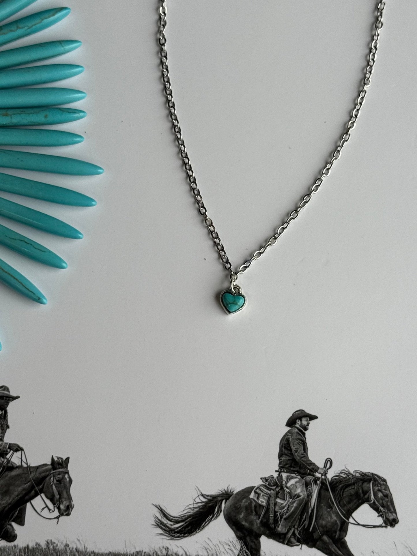 Turquoise Heart Gold Chain Necklace