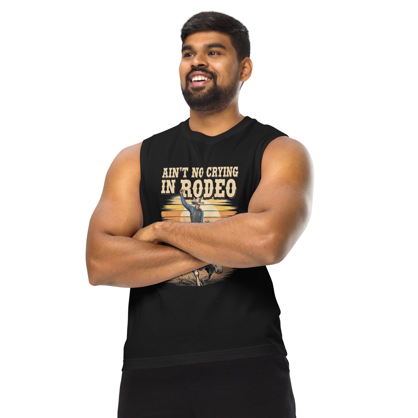 Ain't No Crying In Rodeo Graphic Muscle T-Shirt