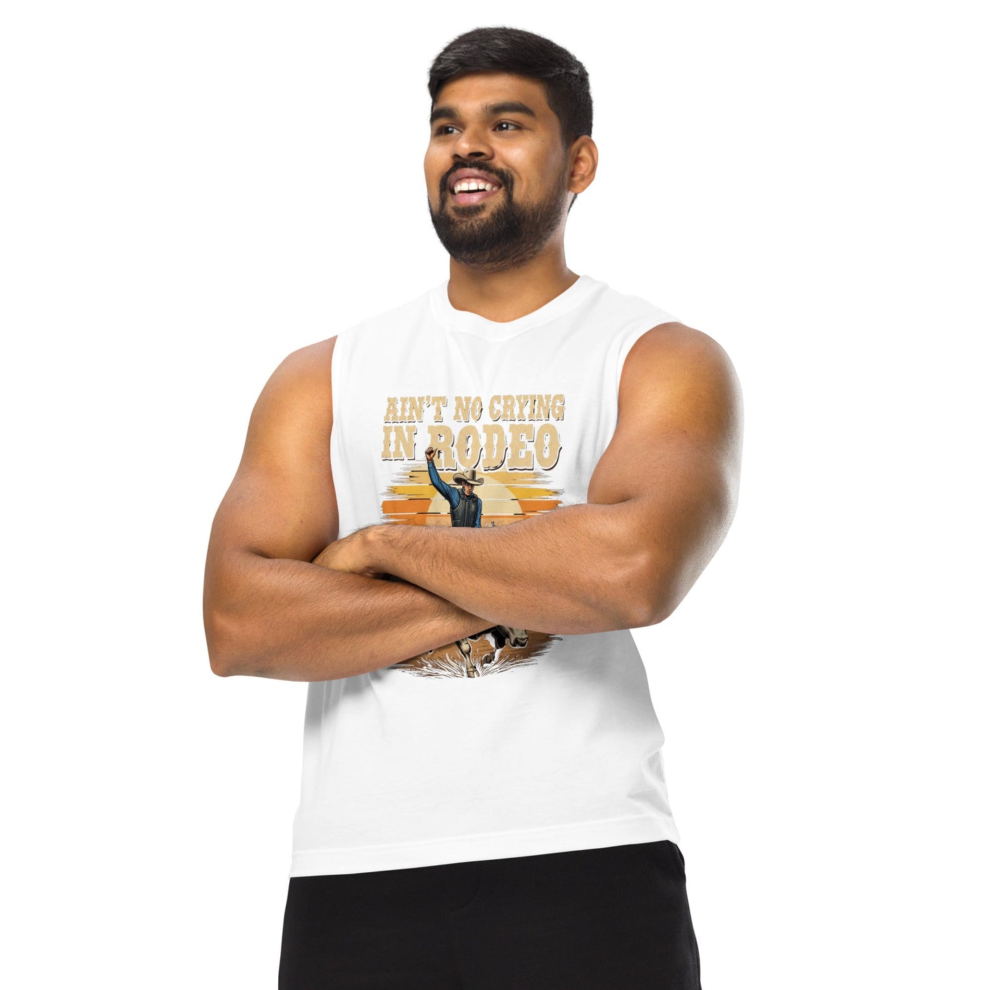 Ain't No Crying In Rodeo Graphic Muscle T-Shirt