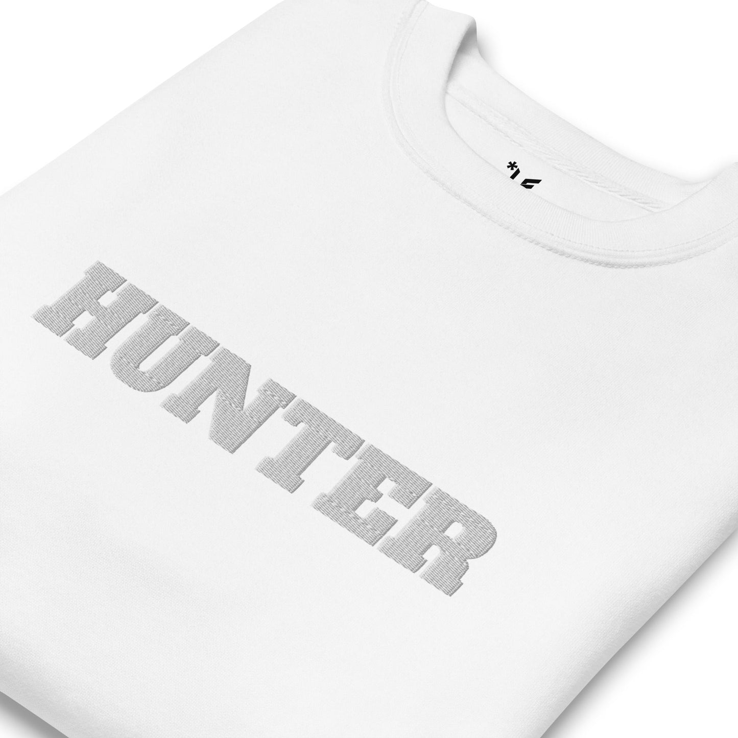 Unisex Premium Sweatshirt - Hunter (White On White) - Embroidered