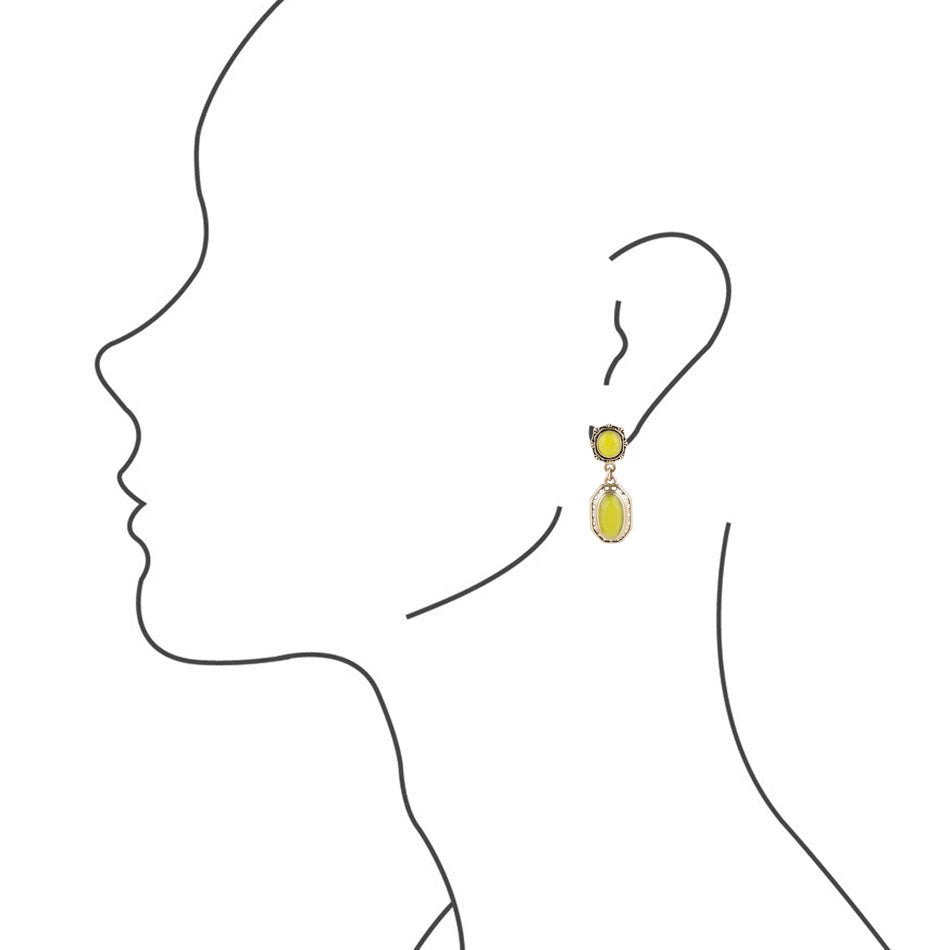 Vintage Style Chartreuse Quartz Earrings