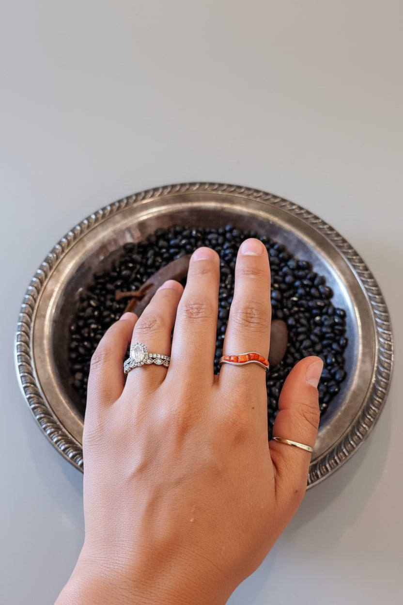 Wave Red Coral Ring
