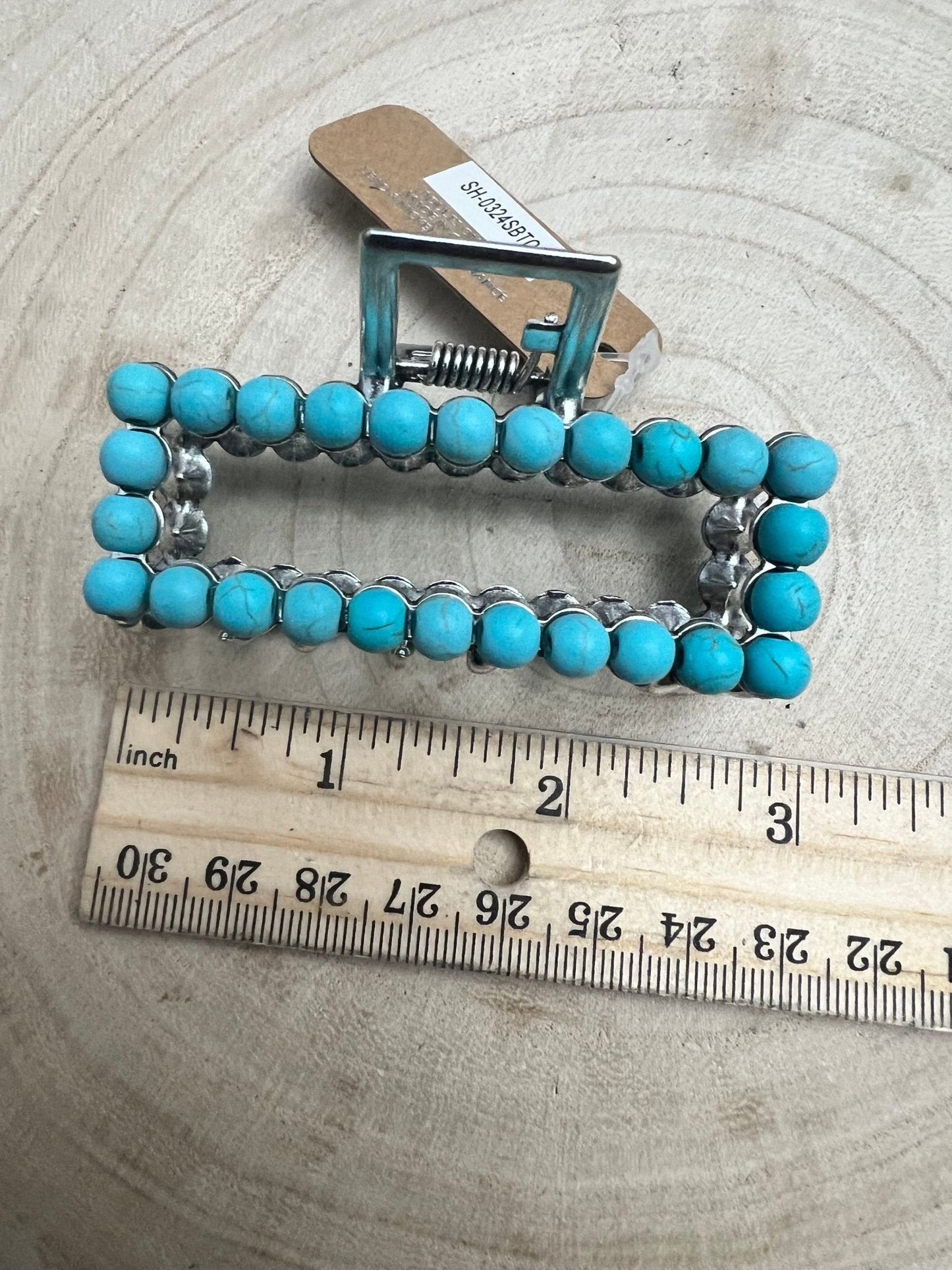 Western Faux Turquoise Rectangle Hair Claw Clip