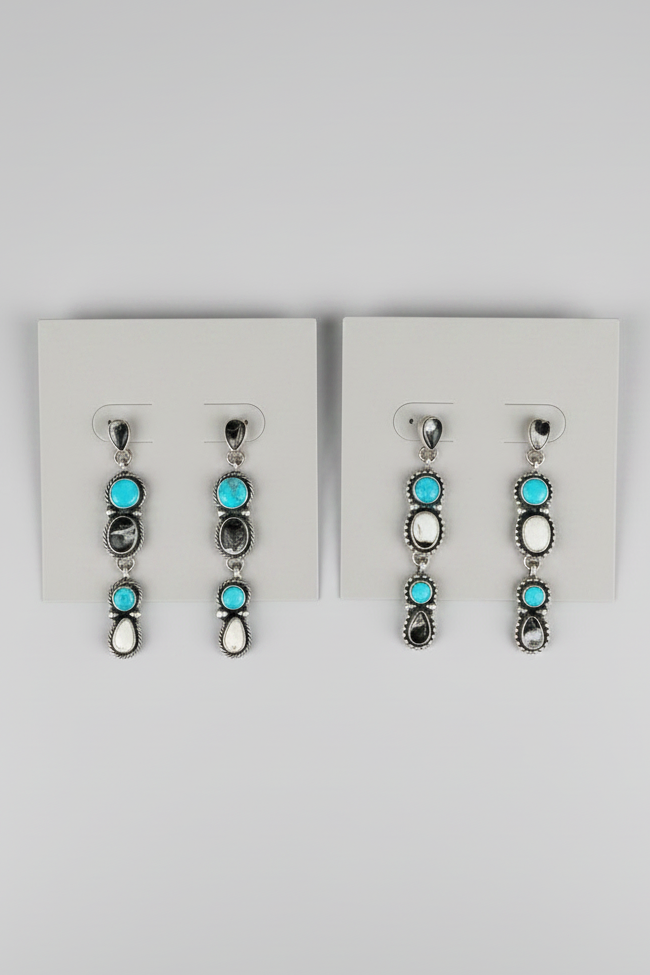 White Buffalo & Turquoise Earrings