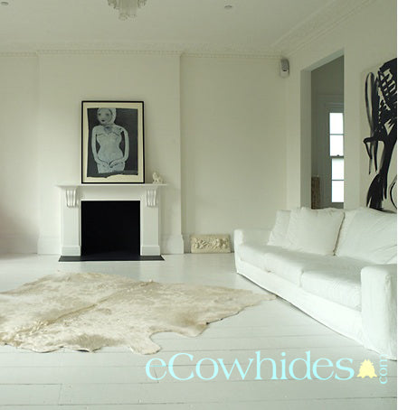 White Brazilian Cowhide Rug: XXL