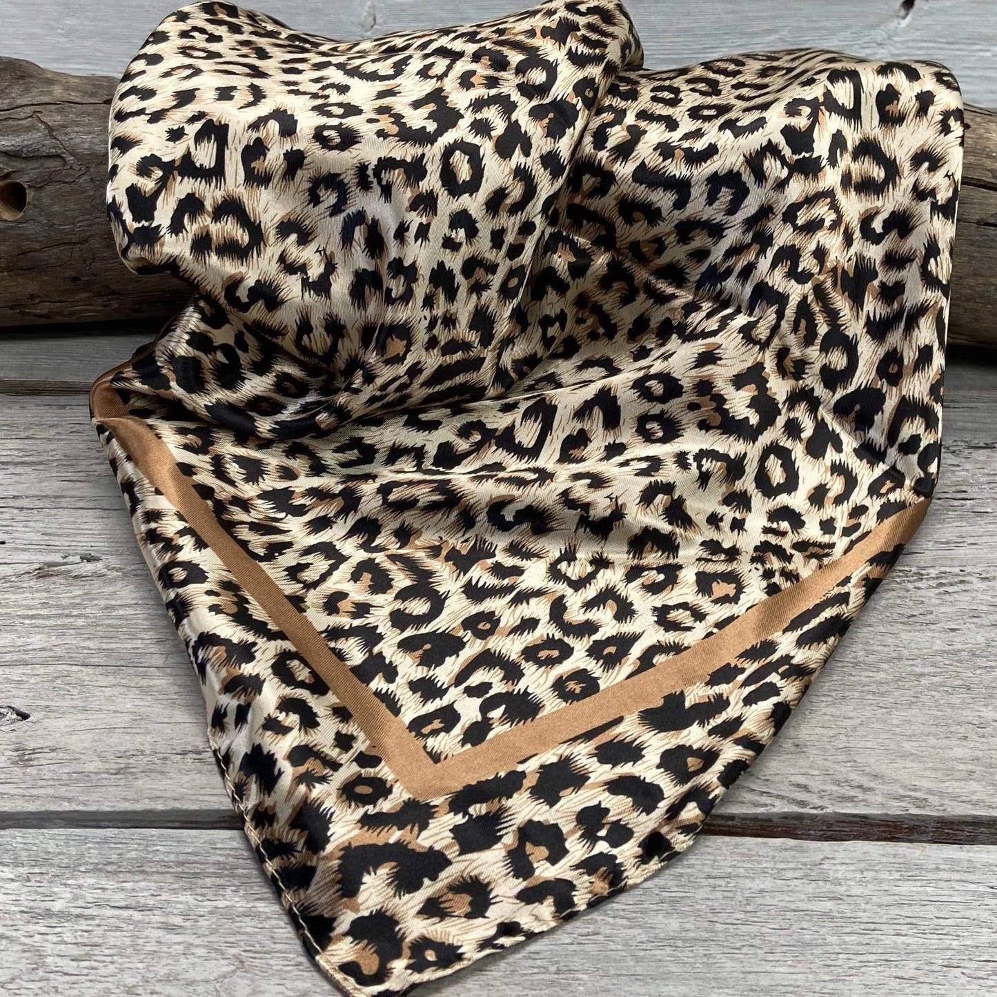 35X35" Tan Leopard Wild Rag / Scarf WR168