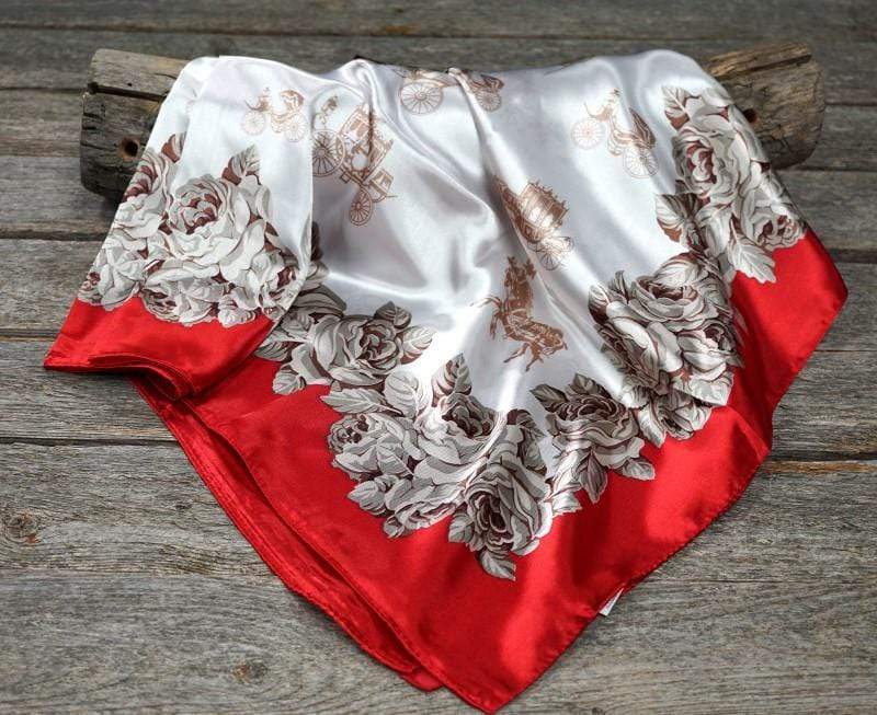 35X35" Red & Wine Floral Wild Rag / Scarf WR592