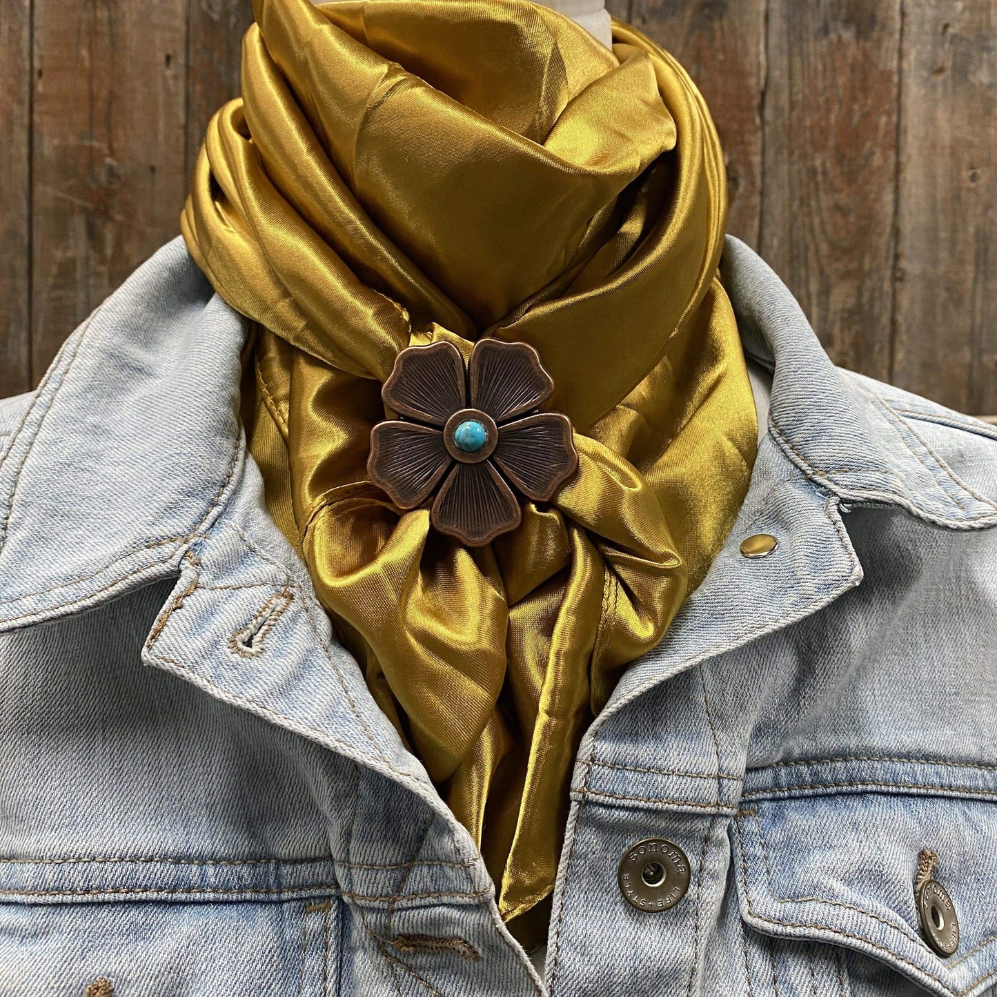 35X35" Solid Mustard Yellow Wild Rag / Scarf - W111L Slide WRSC19A