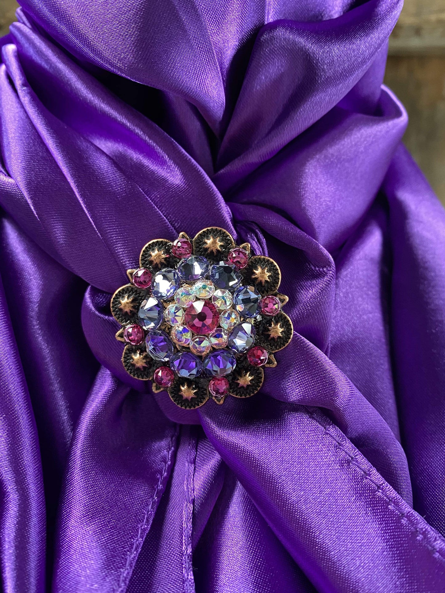 35X35" Solid Purple Wild Rag / Scarf - Copper Fuchsia, AB, & Lilac Slide WRSC1A