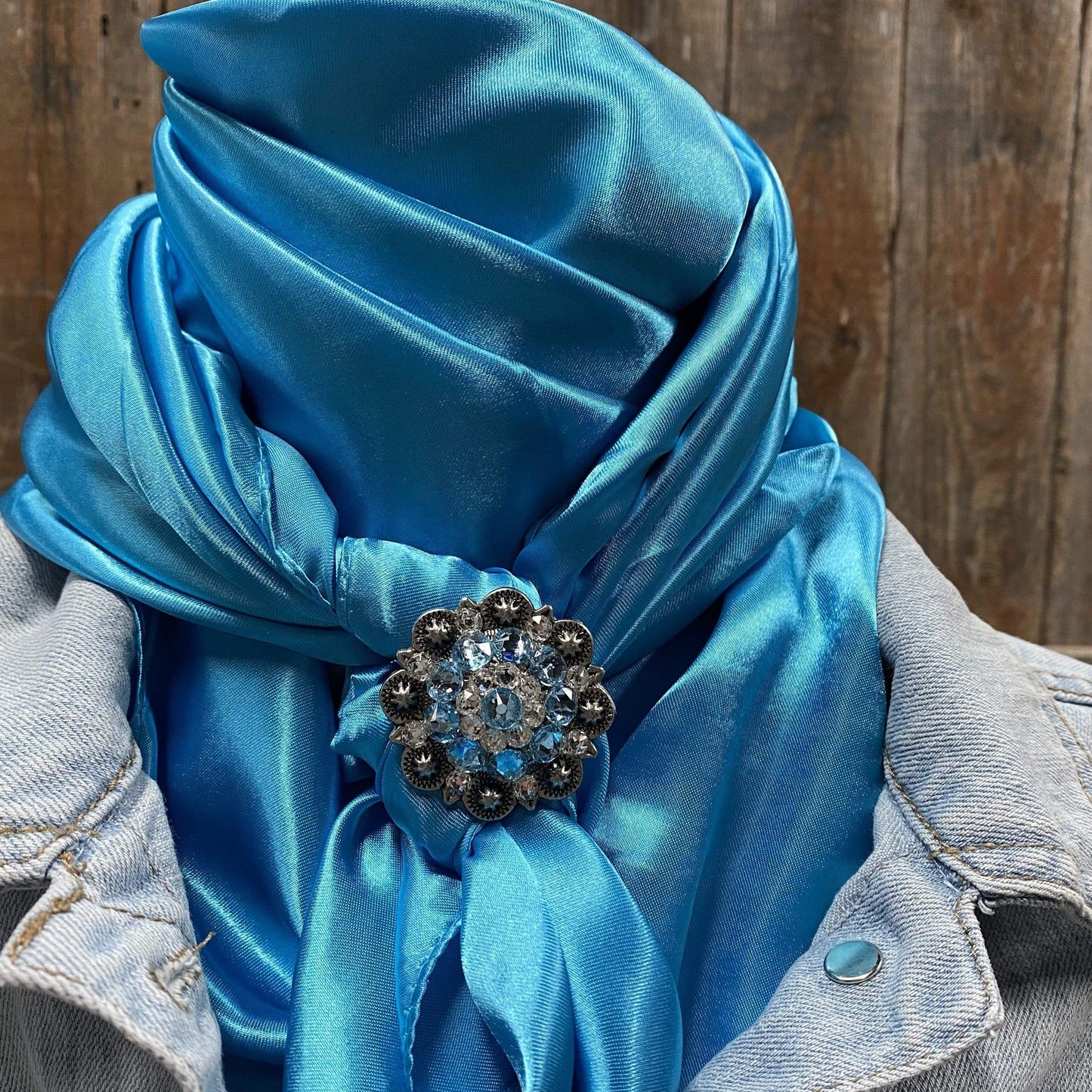 35X35" Solid Aqua Wild Rag / Scarf - Antique Aqua & Clear Slide WRSC8A